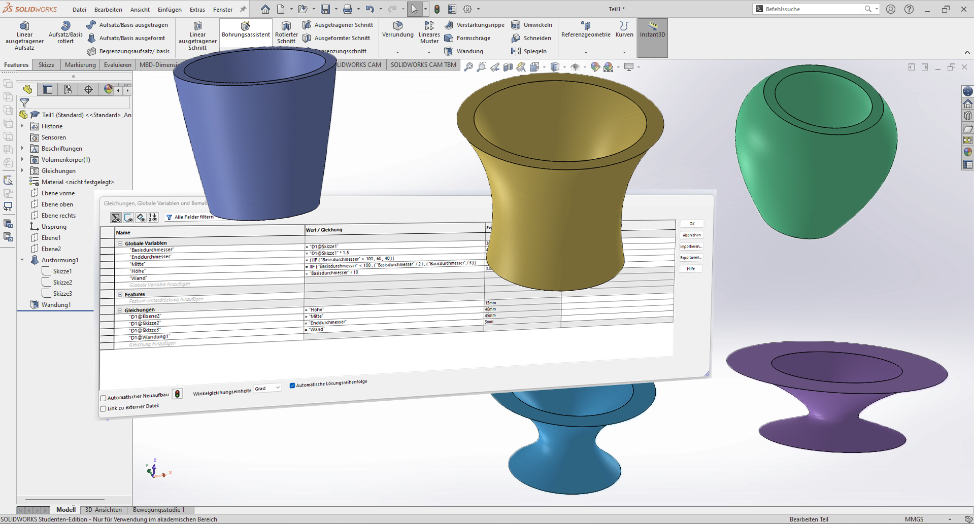 "Parametrisches Design in Solidworks" – Online-Workshop